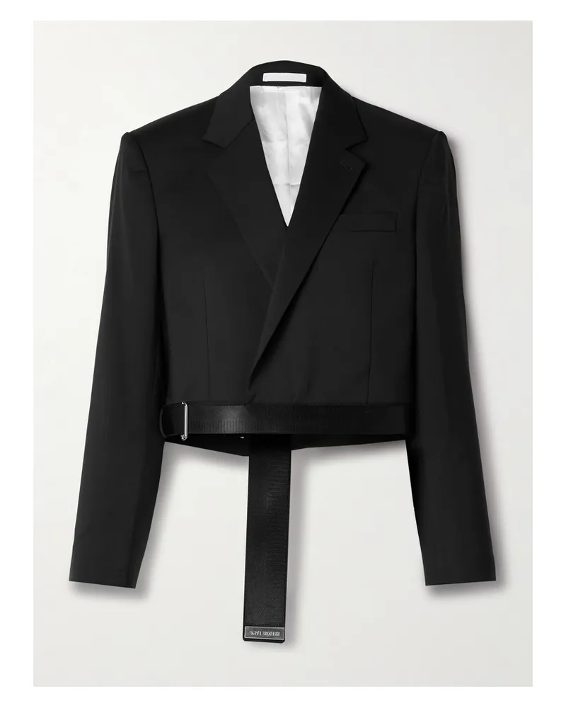 Helmut Lang Verkürzter Wickelblazer Aus Wolle Mit Ripsbandbesatz - Schwarz Schwarz