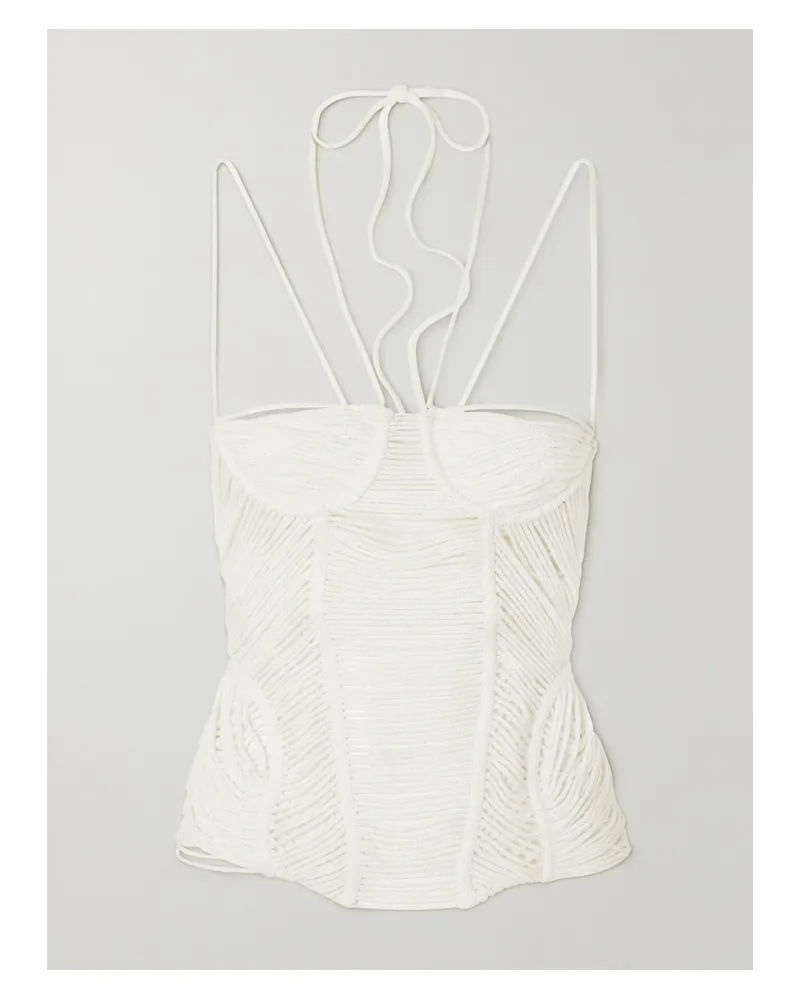 Isa Boulder Geometry Bustier Aus Lochstrick - Weiß Weiß