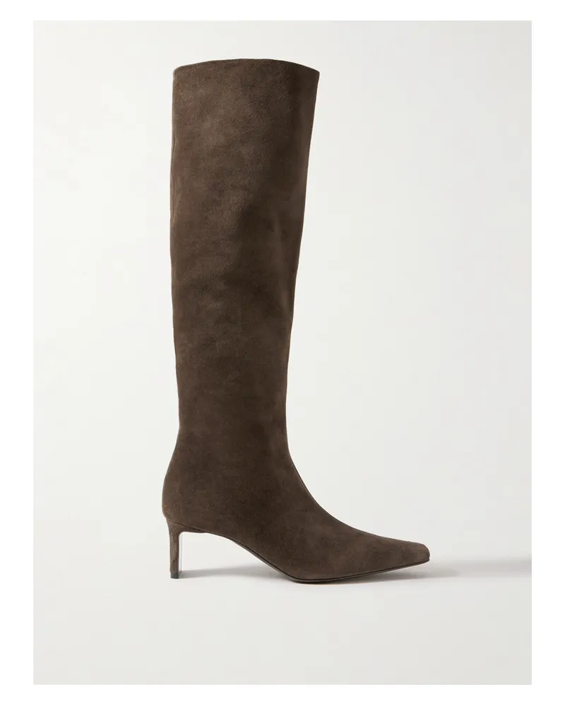 KHAITE Ona Suede Knee Boots - Brown Brown