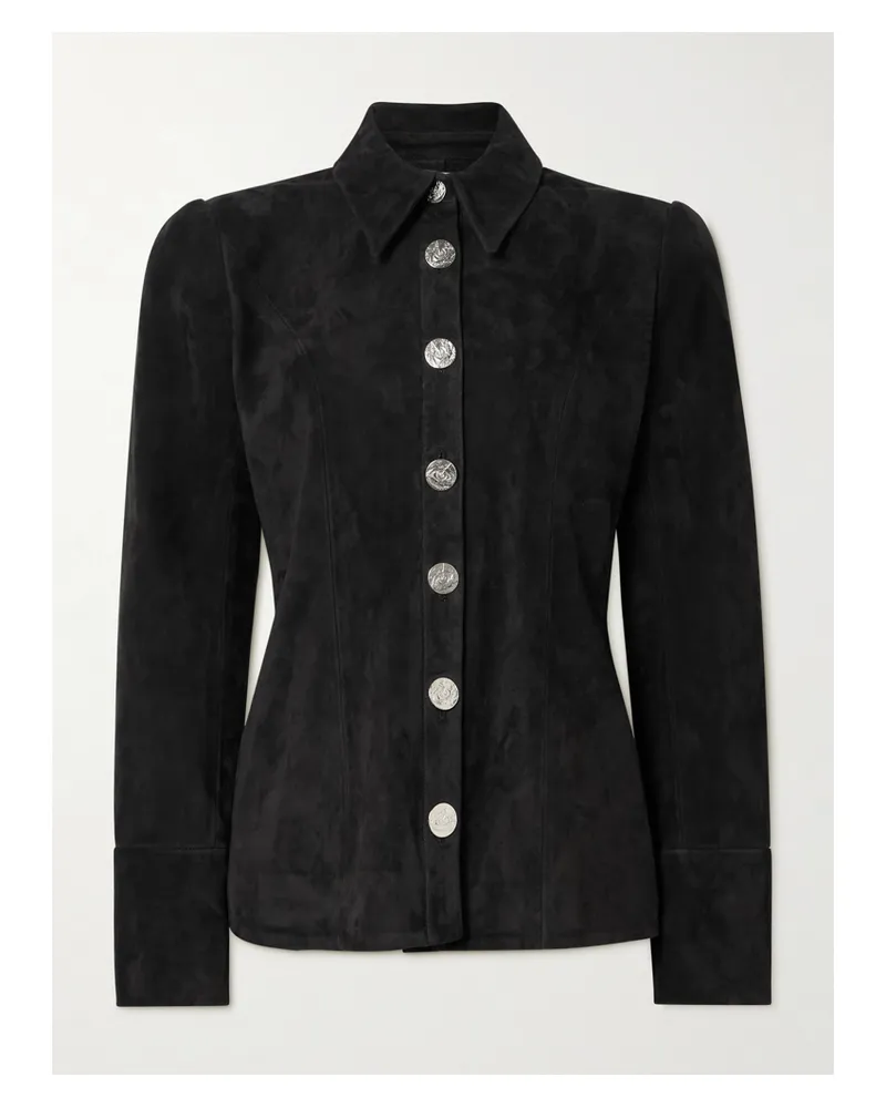 GALVAN Jacke Aus Veloursleder - Schwarz Schwarz