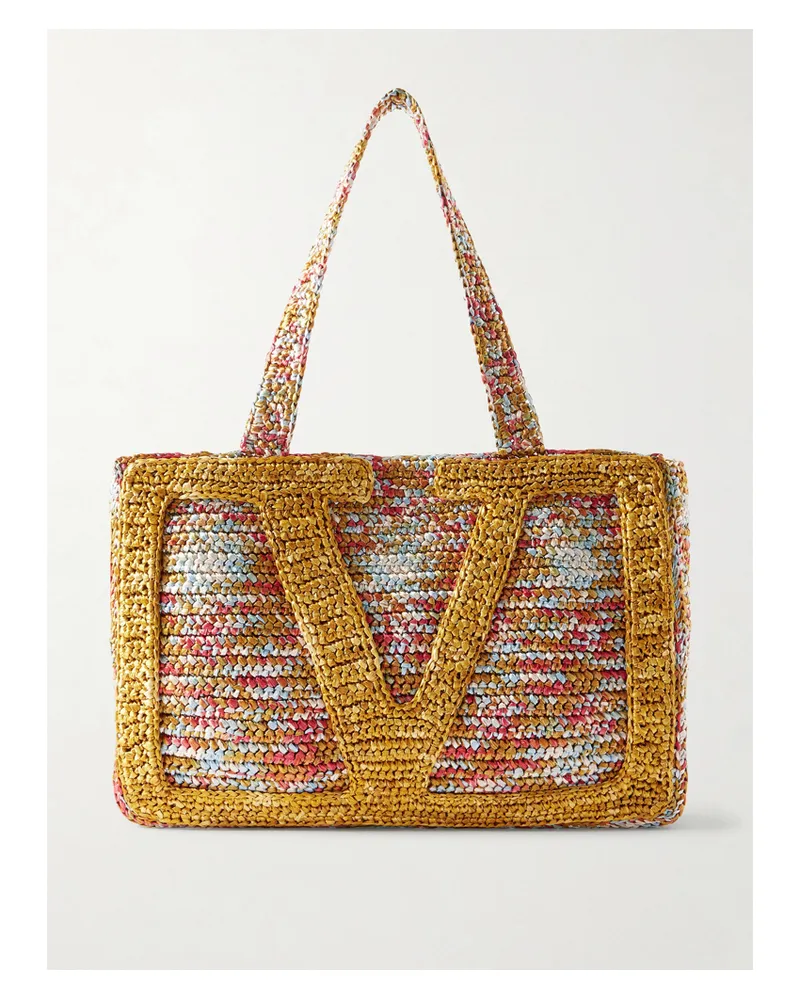 Valentino Garavani Viva Superstar Crocheted Raffia Tote - Multi Multi