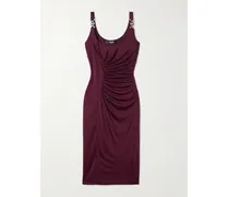 Ruched Satin-jersey Midi Dress - Burgundy