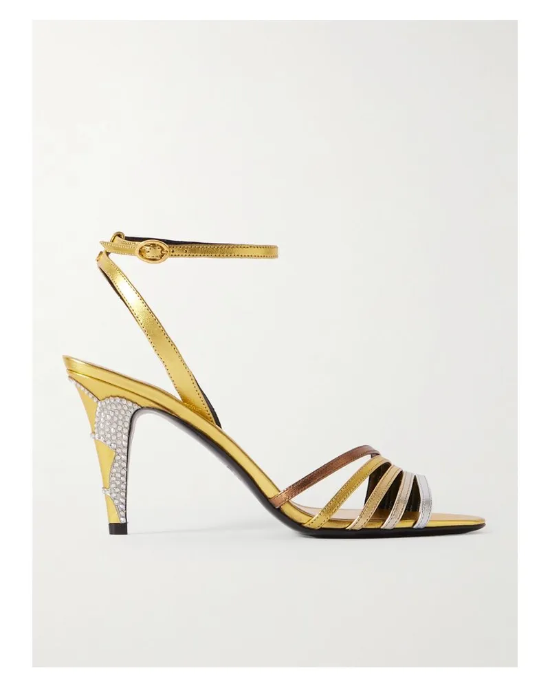 Valentino Garavani Ladycrush 85 Pumps Aus Metallic-leder Mit Kristallen - Gold Gold