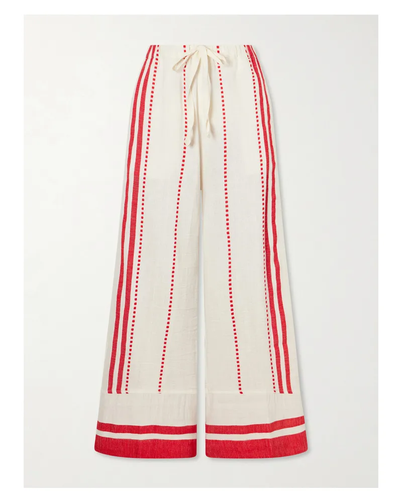 lemlem Desta Straight-leg Cotton Pants - Red Red