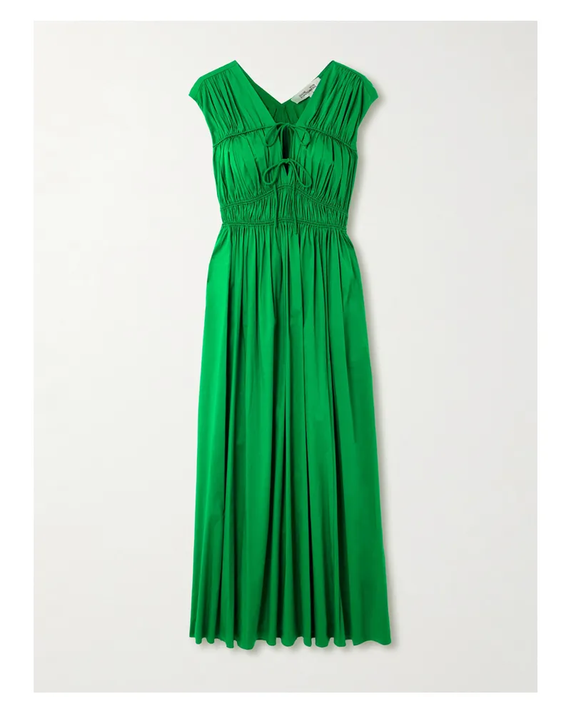 Diane von Furstenberg Gillian Midikleid Aus Einer Baumwollmischung Mit Raffungen Zum Binden - Grün Grün