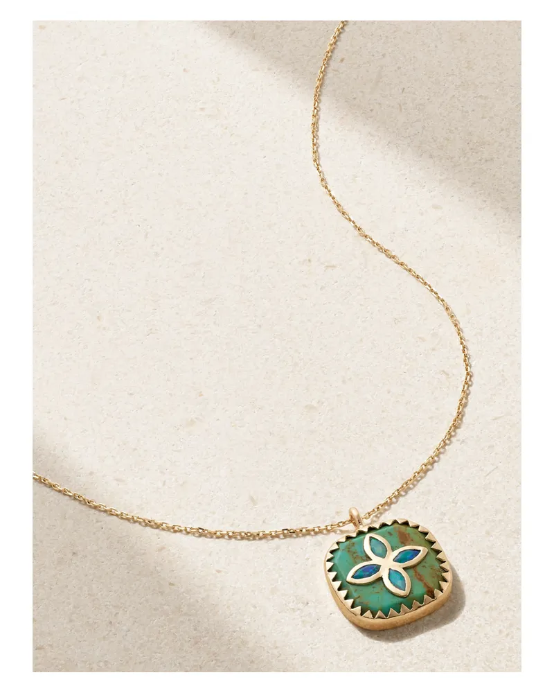 Pascale Monvoisin Bowie Kette Aus 9 Karat Gold Mit Türkis Und Opalen Gold