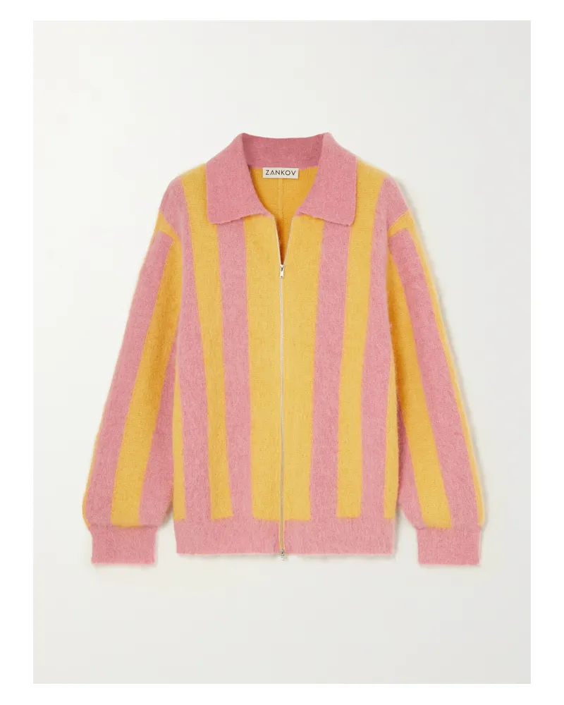 Zankov Nicolas Gestreifter Cardigan Aus Gebürstetem Strick - Gelb Gelb
