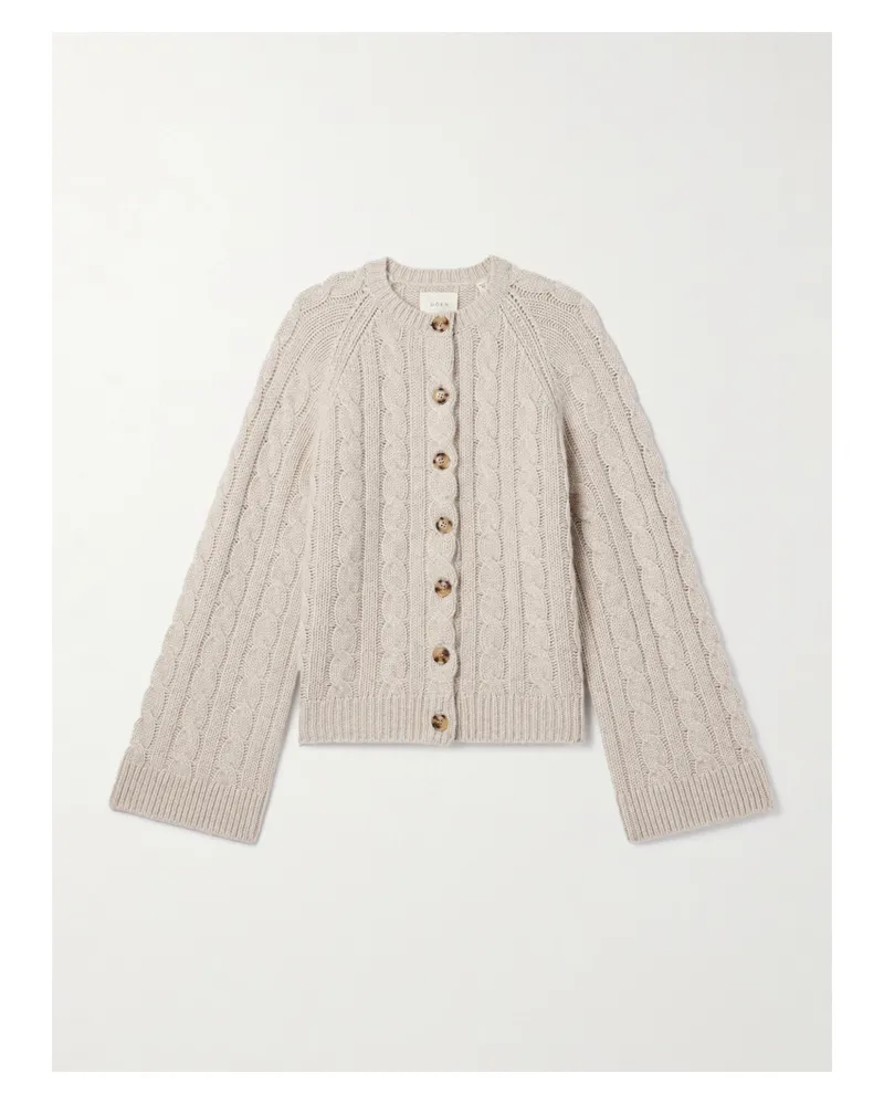 DÔEN Virginie Cable-knit Cashmere Cardigan - Neutrals Neutrals