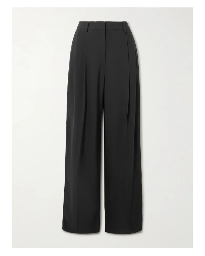 Totême Hose Mit Weitem Bein Aus Webstoff Mit Falten - Schwarz Schwarz