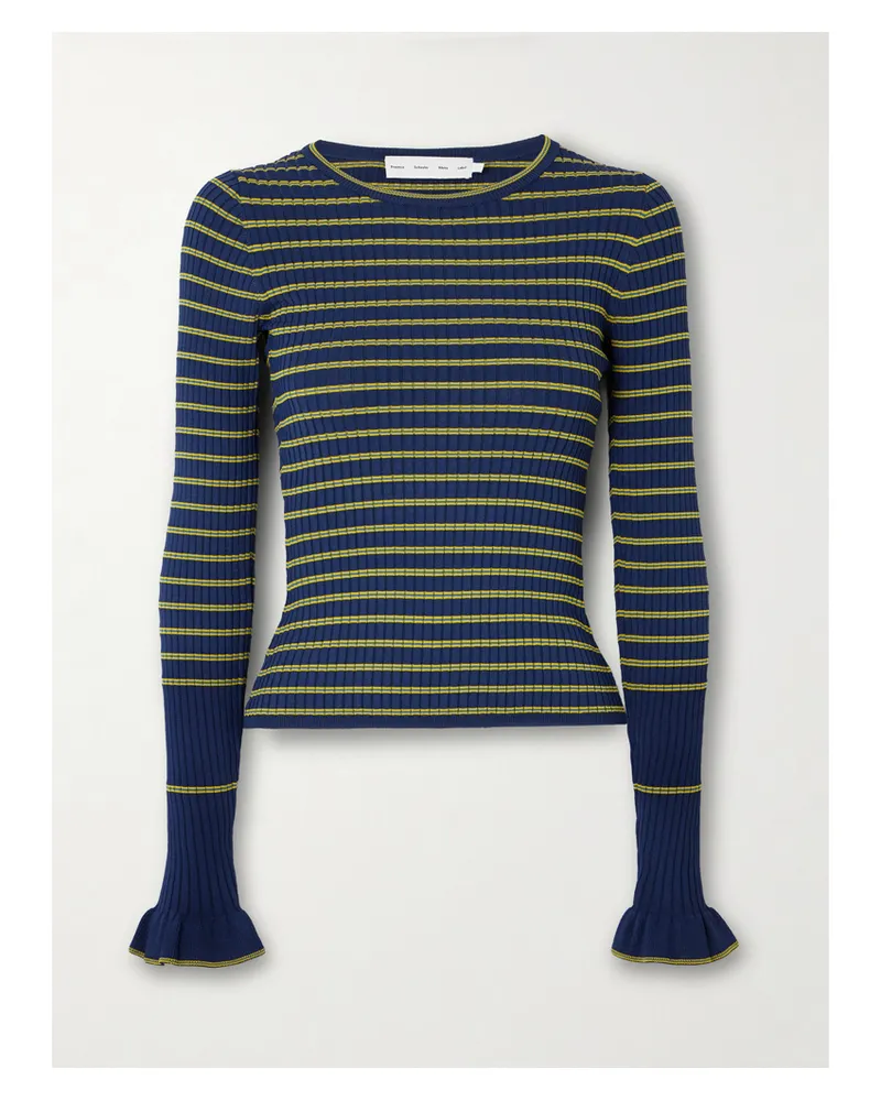 Proenza Schouler Yasmine Pullover Aus Gestreiftem Rippstrick - Blau Blau