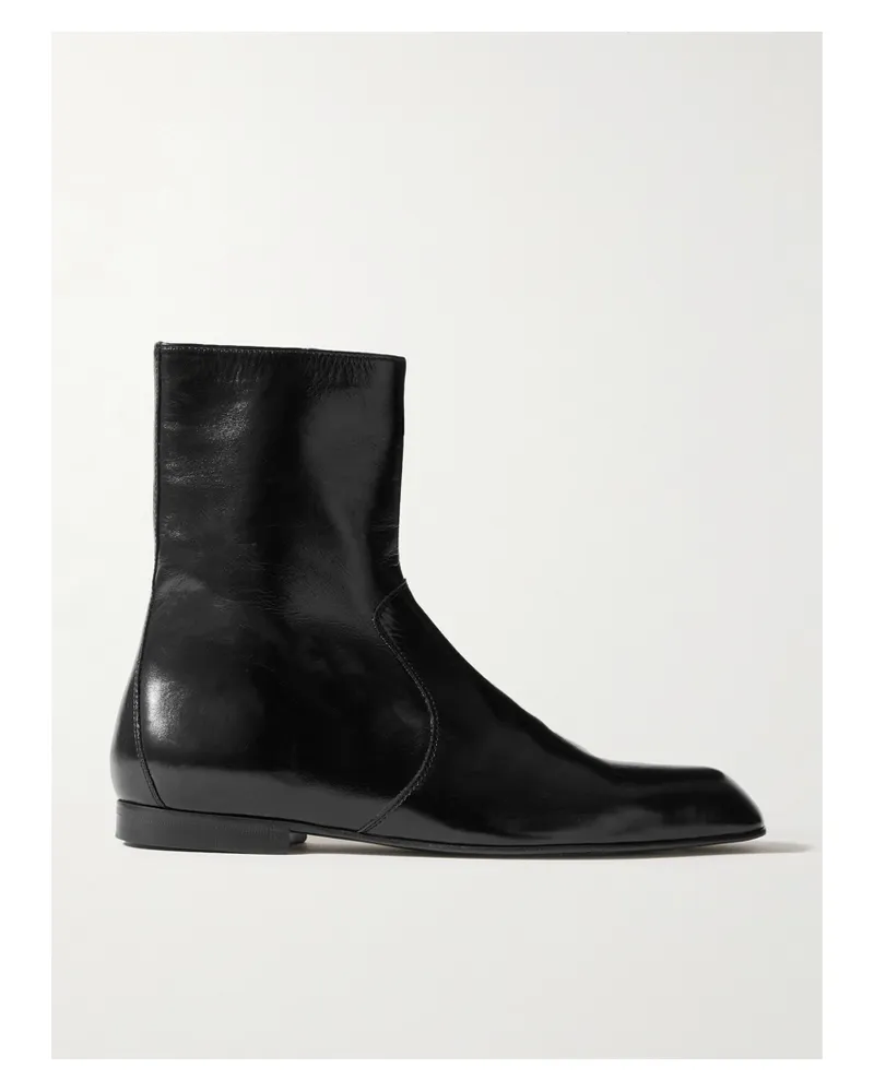 KHAITE Colt Ankle Boots Aus Glanzleder - Schwarz Schwarz