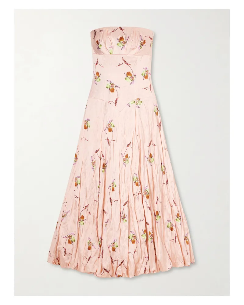 EMILIA WICKSTEAD Printed Crinkle-satin Midi Dress - Pink Pink
