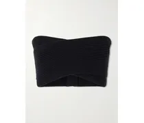 Strapless Ribbed-knit Top - Black