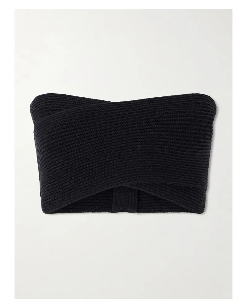 Balmain Strapless Ribbed-knit Top - Black Black