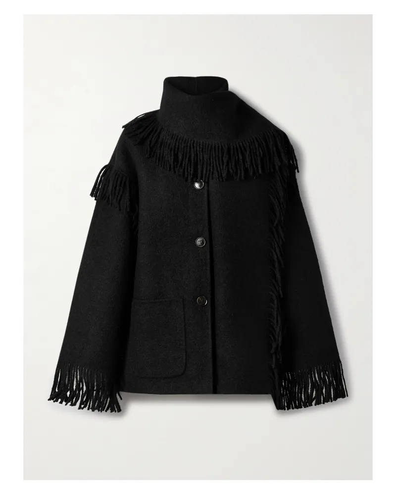 Totême Jacke Aus Einer Wollmischung Mit Fransen - Schwarz Schwarz