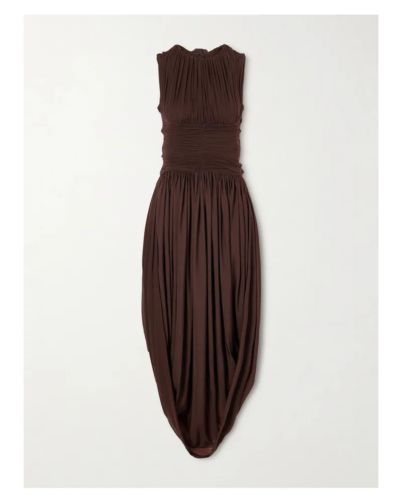 Maygel Coronel Atrio Draped Jersey Midi Dress - Brown Brown
