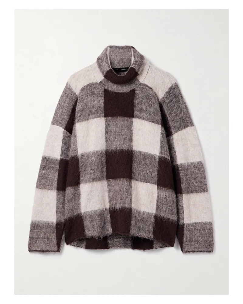 Proenza Schouler Kai Karierter Pullover Aus Gebürstetem Strick Mit Stehkragen - Braun Braun