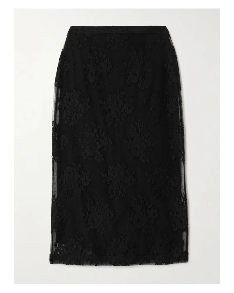 Dolce & Gabbana Midirock Aus Chantilly-spitze Aus Einer Baumwollmischung - Schwarz Schwarz