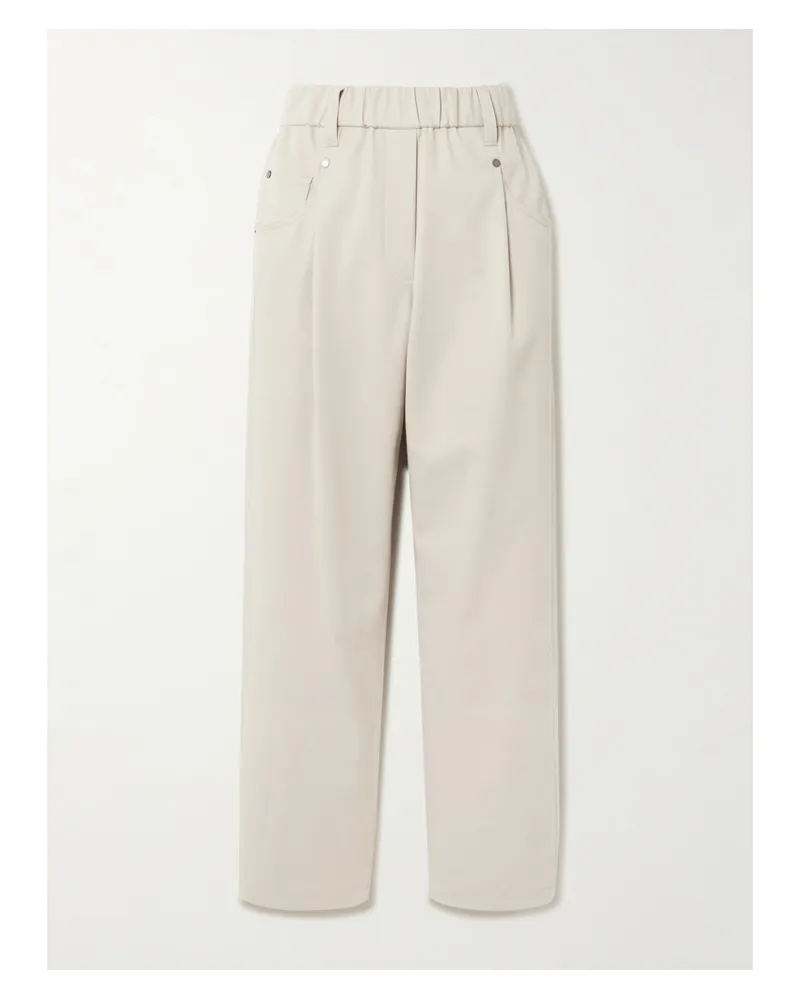 Brunello Cucinelli Hose Aus Twill Aus Einer Baumwollmischung - Wollweiß Wollweiß