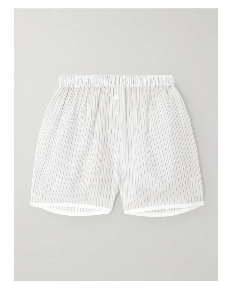 FRANKIE Shop Brenna Shorts Aus Gestreiftem Voile - Weiß Weiß