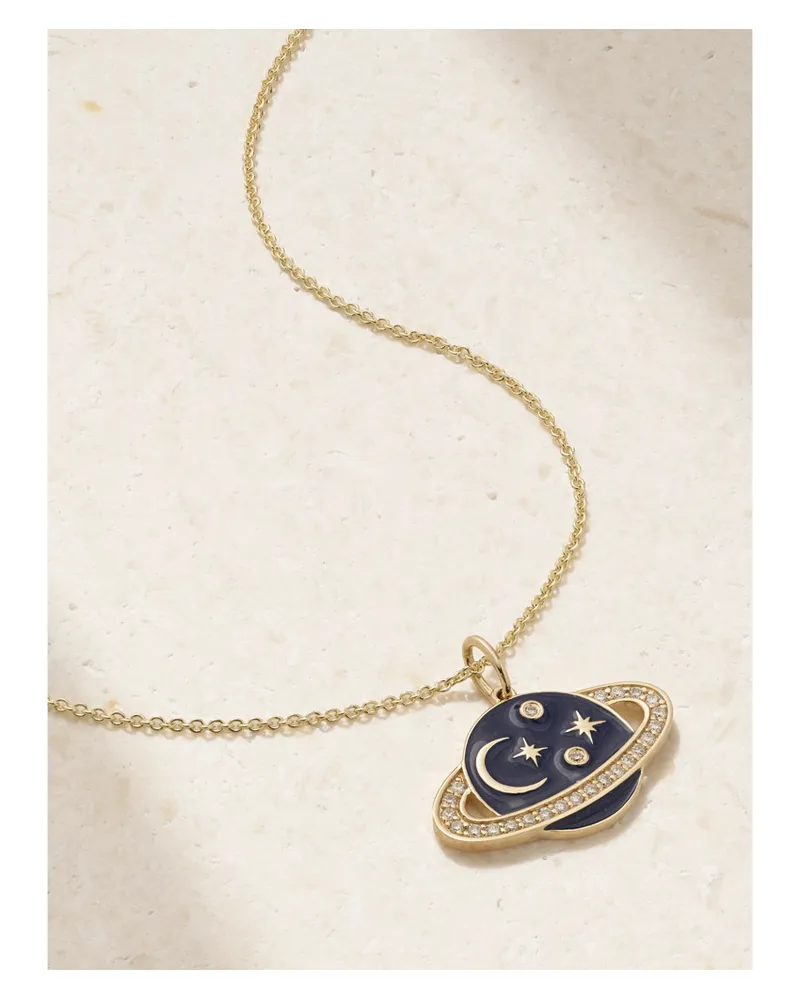 Sydney Evan Celestial Kette Aus 14 Karat Gold Mit Emaille Und Diamanten Gold