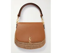 Voltaire Top Handle Leather-trimmed Bamboo Shoulder Bag - Neutrals