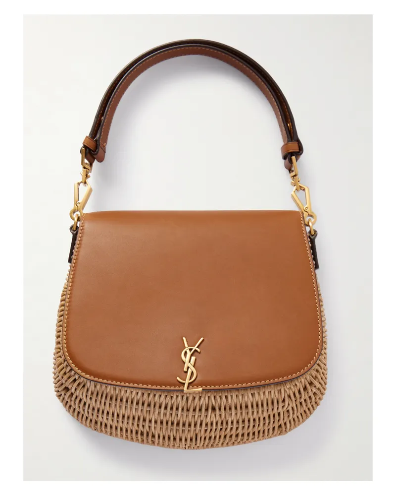 Saint Laurent Voltaire Leather-trimmed Bamboo Shoulder Bag - Neutrals Neutrals