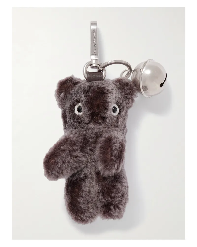 Acne Studios Silver-tone Leather-trimmed Shearling Keychain - Brown Brown
