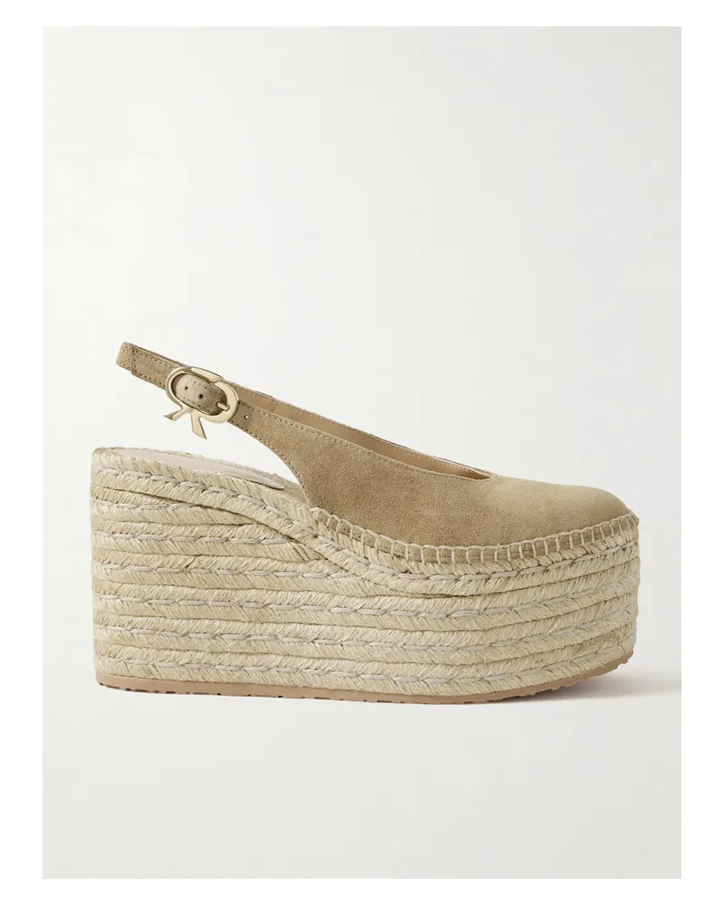 Gianvito Rossi 110 Slingback-espadrilles Aus Veloursleder Mit Plateau - Braun Braun
