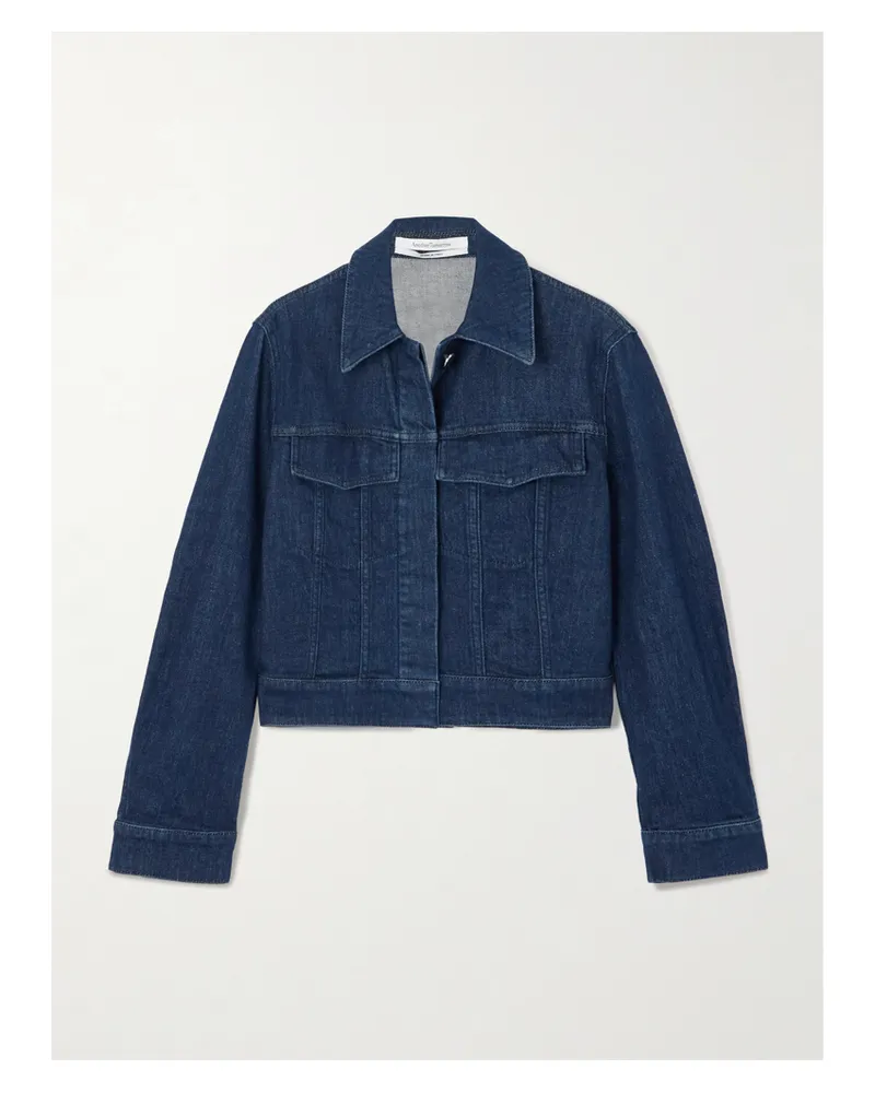 Another Tomorrow Cropped Denim Jacket - Blue Blue
