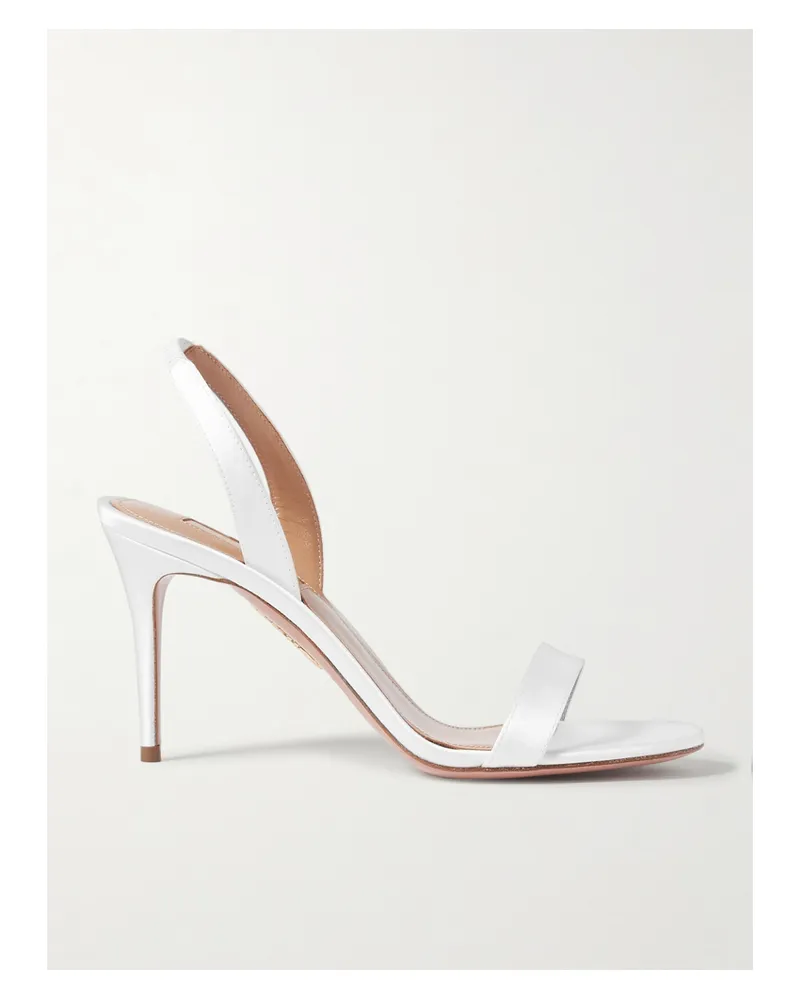 Aquazzura So Nude 85 Slingback-sandalen Aus Satin - Weiß Weiß