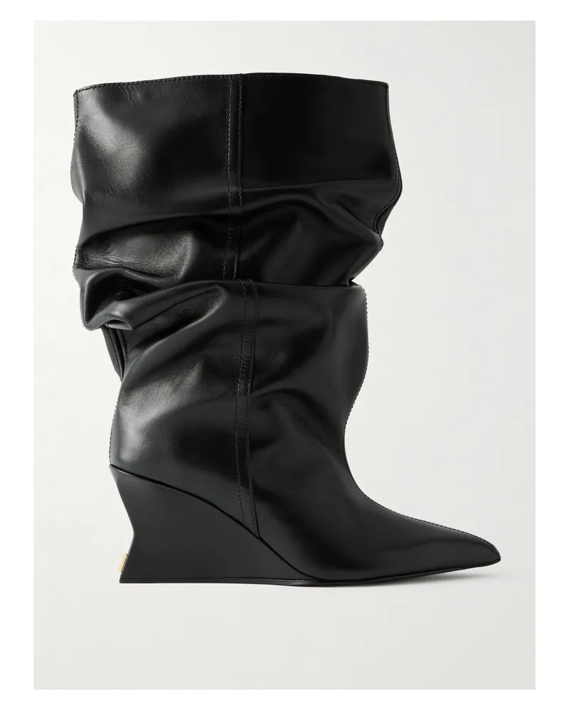 Balmain Stiefel Aus Leder - Schwarz Schwarz