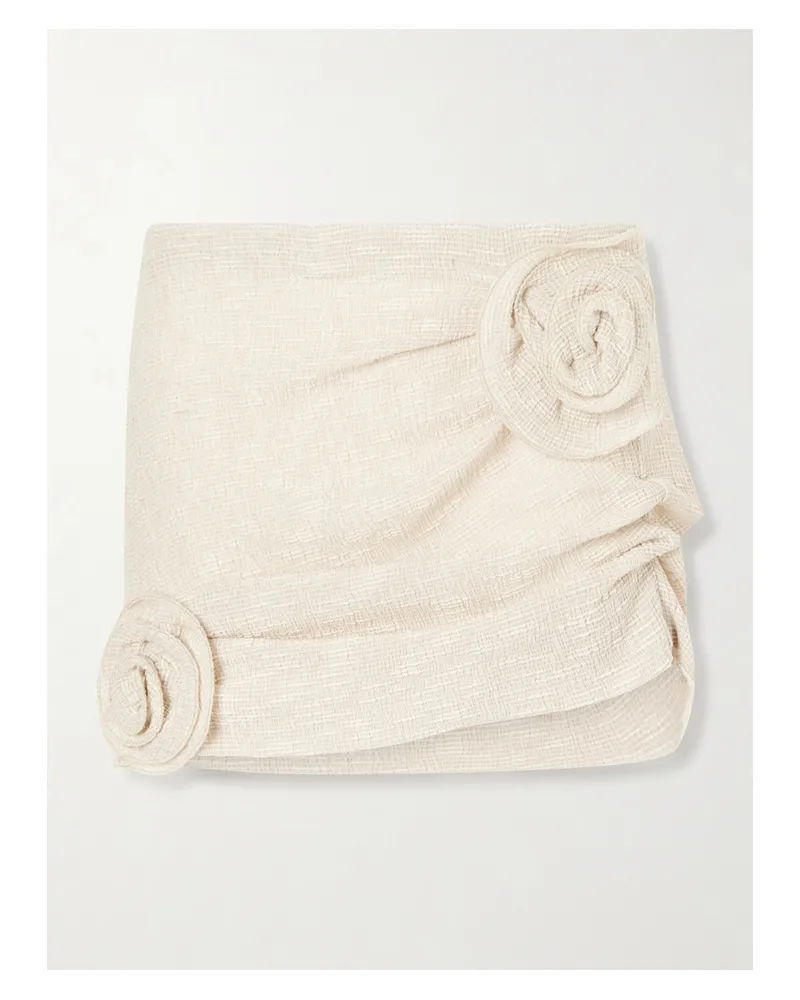 Magda Butrym Embellished Textured Woven Mini Skirt - Neutrals Neutrals