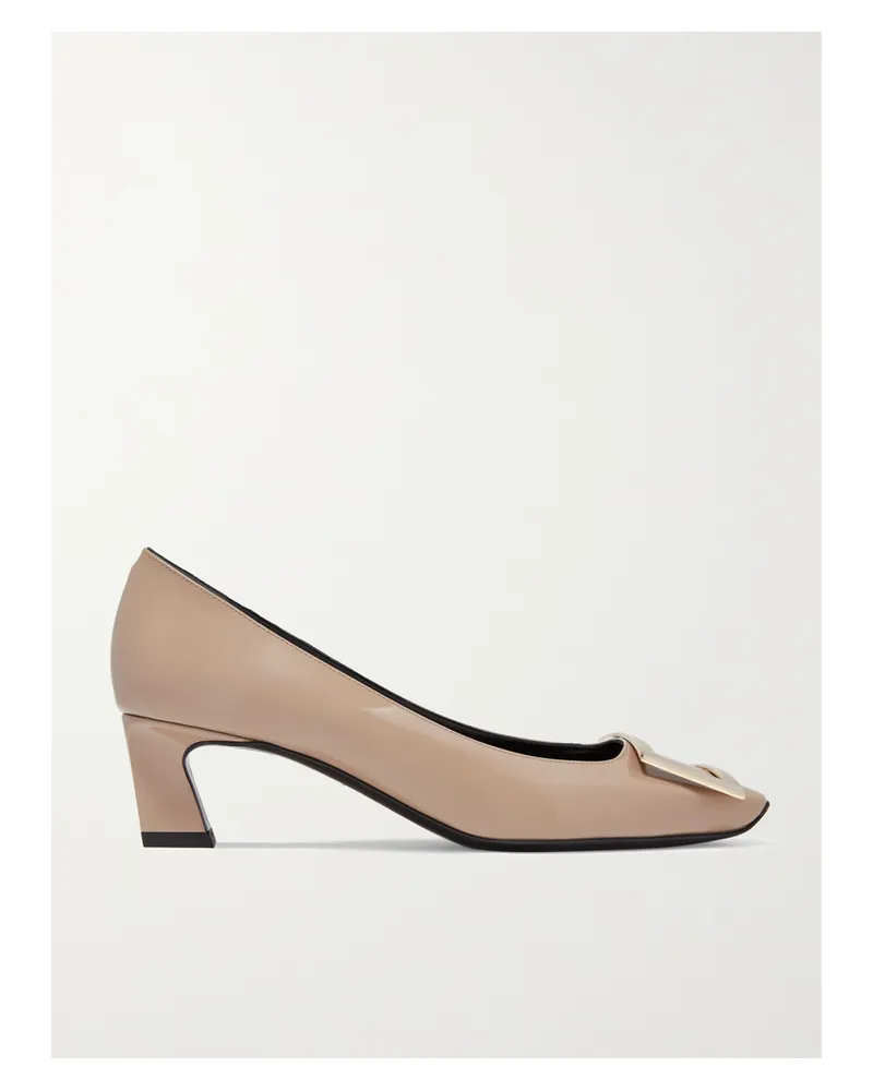Roger Vivier Belle Vivier Trompette 45 Patent-leather Pumps - Neutrals Neutrals