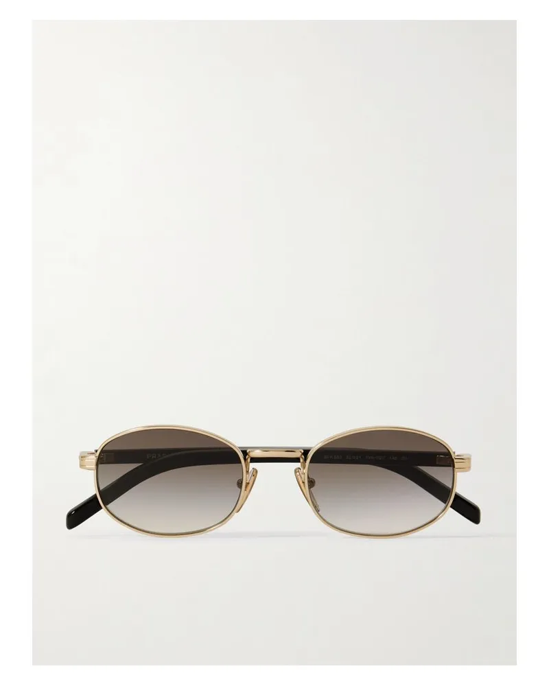 Prada Goldfarbene Sonnenbrille Mit Ovalem Rahmen Gold