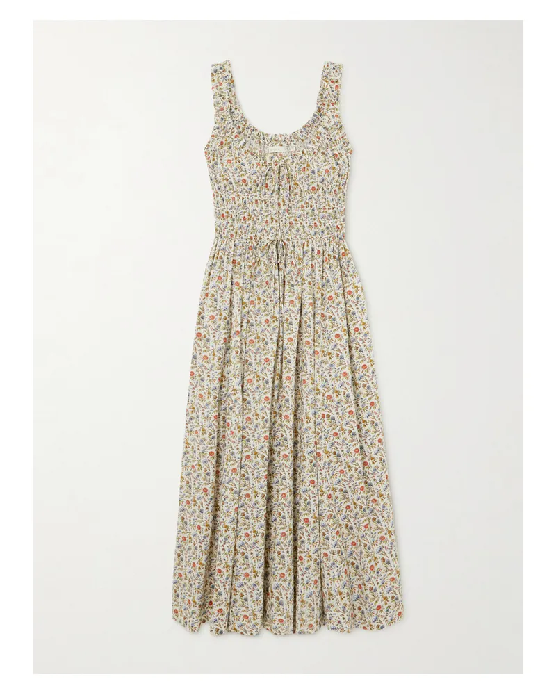DÔEN Emmaretta Midikleid Aus Baumwoll-voile Mit Blumenprint Und Raffungen - Mehrfarbig Mehrfarbig