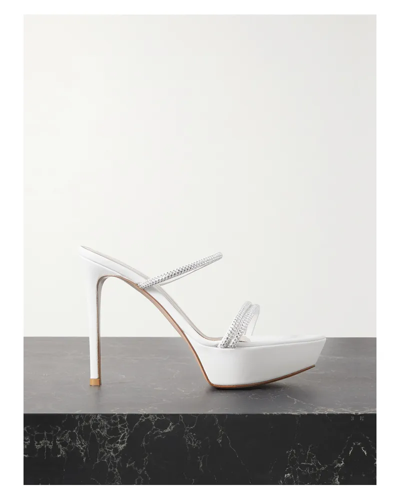 Gianvito Rossi 85 Plateausandalen Aus Leder Mit Kristallen - Weiß Weiß