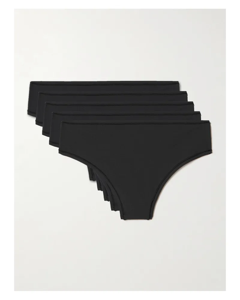 SKIMS Fits Everybody Thong 5-pack – Onyx – Set Aus Fünf Strings - Schwarz Schwarz