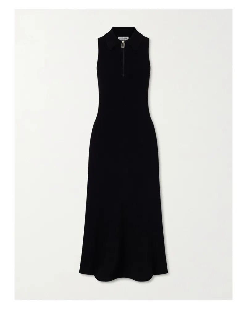 Victoria Beckham Ribbed-knit Midi Dress - Black Black