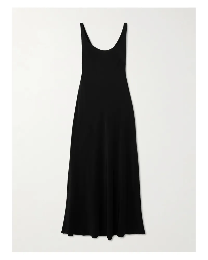 Matteau Silk Crepe De Chine Midi Dress - Black Black