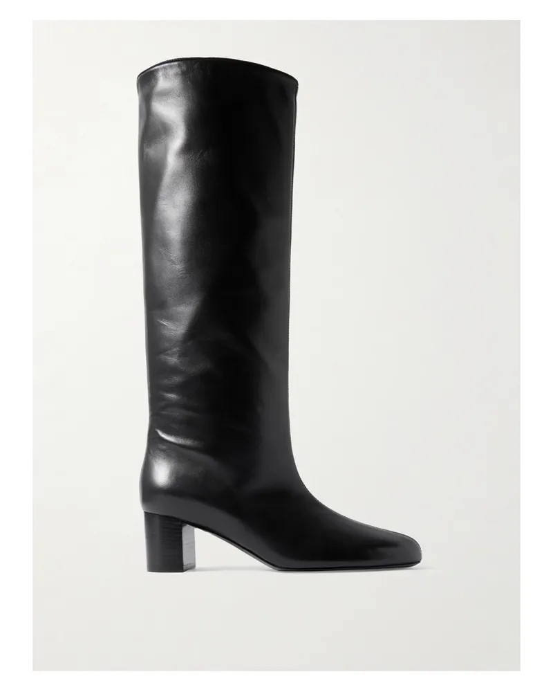 Totême Downtown Leather Knee Boots - Black Black