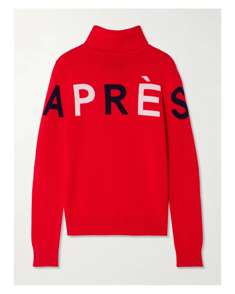 Perfect Moment Rollkragenpullover Aus Merinowolle Mit Intarsienmotiv - Rot Rot