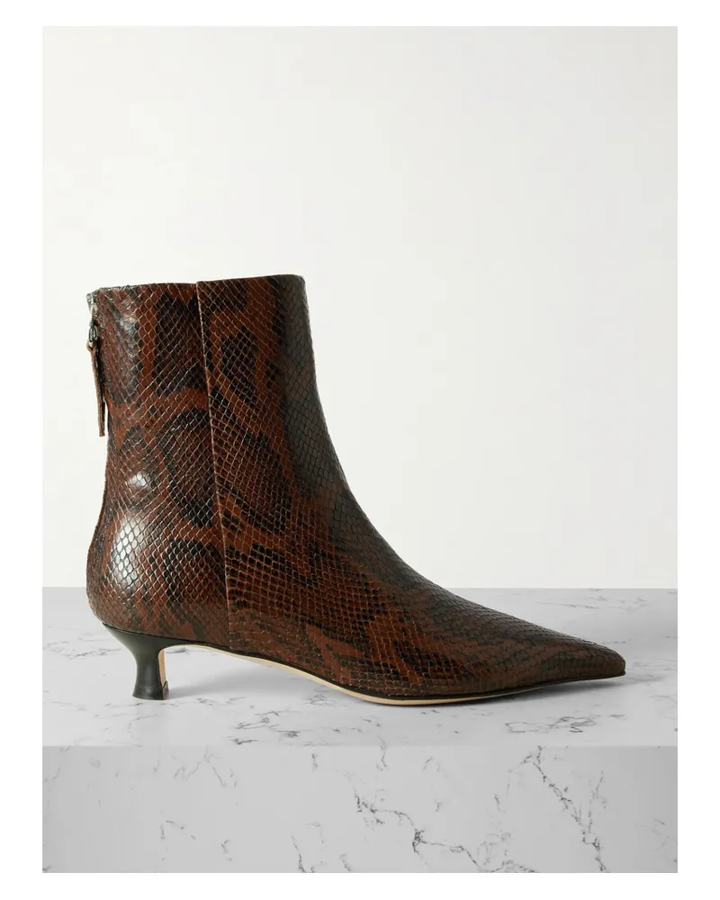 aeyde Zoe Snake-effect Leather Point-toe Ankle Boots - Animal print Animal