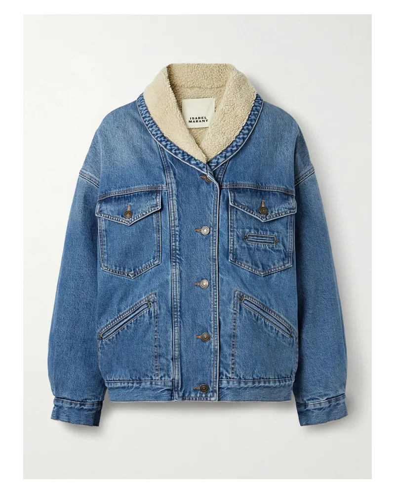 Isabel Marant Pimia Wattierte Oversized-jeansjacke Mit Fleecefutter - Blau Blau