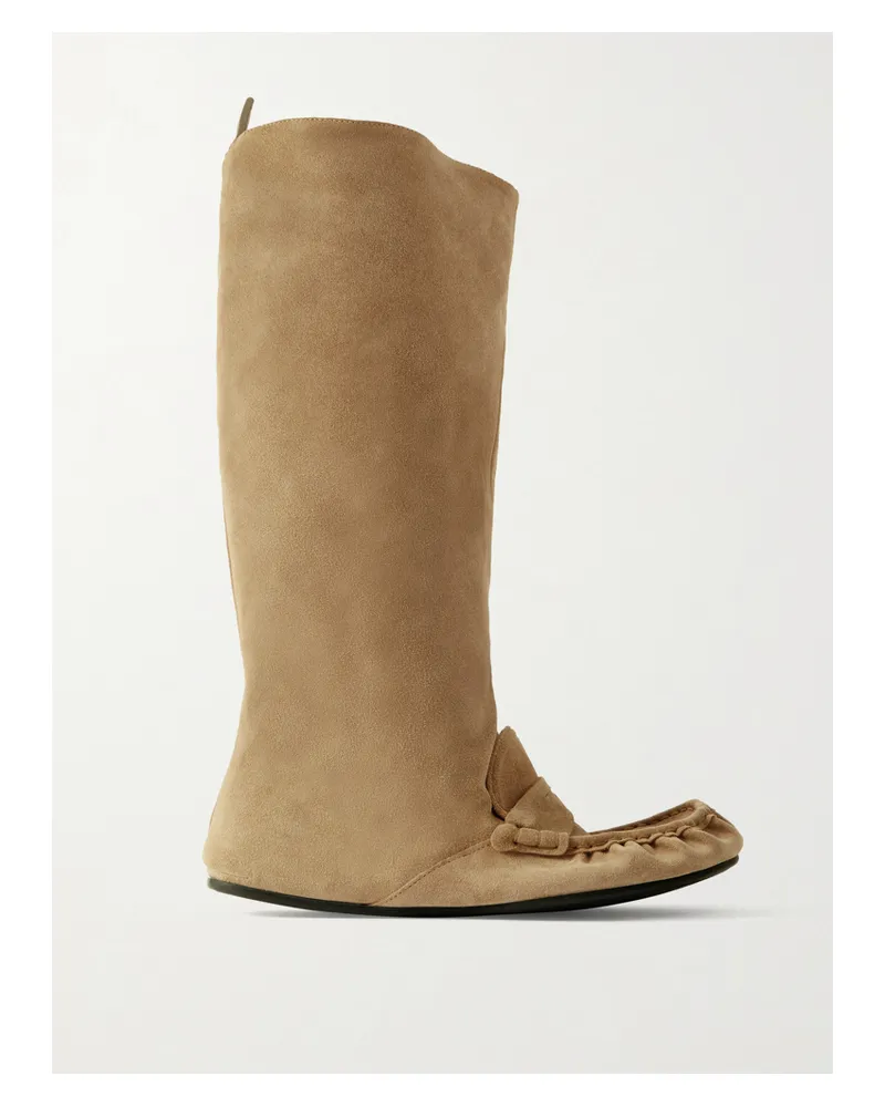 Acne Studios Suede Knee Boots - Neutrals Neutrals