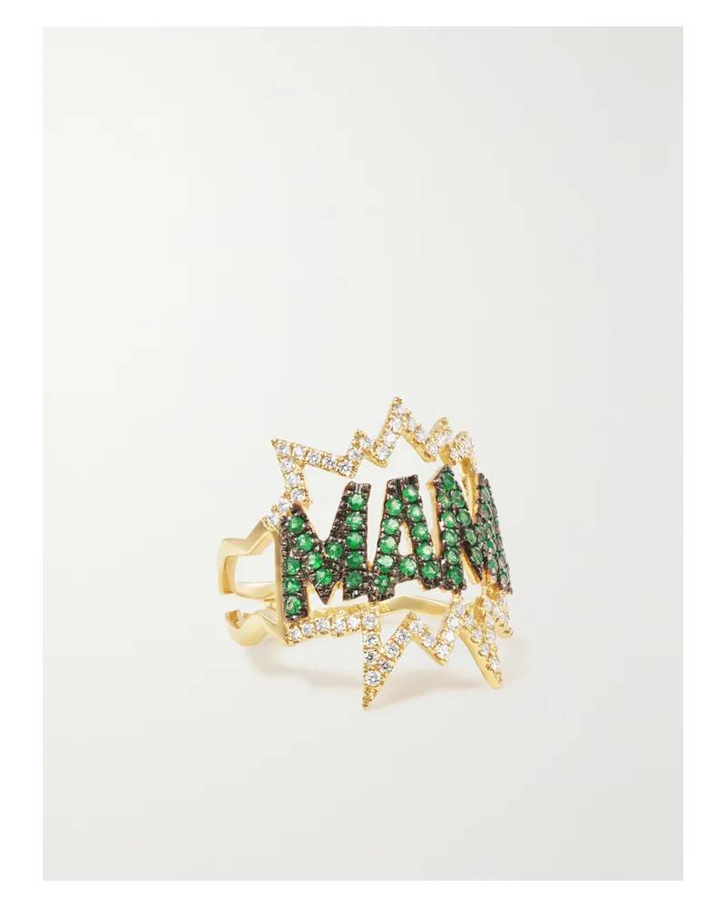 Diane Kordas Mama 18-karat Gold, Emerald And Diamond Ring - Green Green