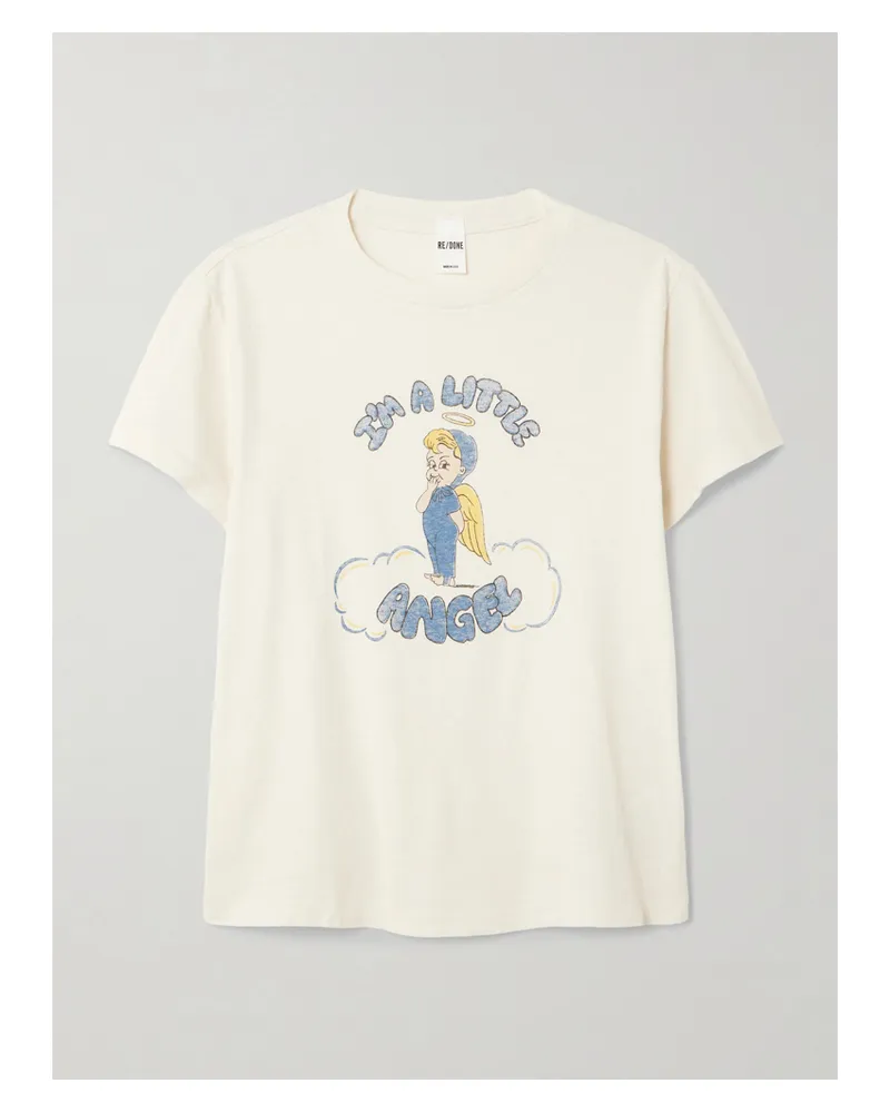 RE/DONE Classic T-shirt Aus Baumwoll-jersey Mit Print - Weiß Weiß
