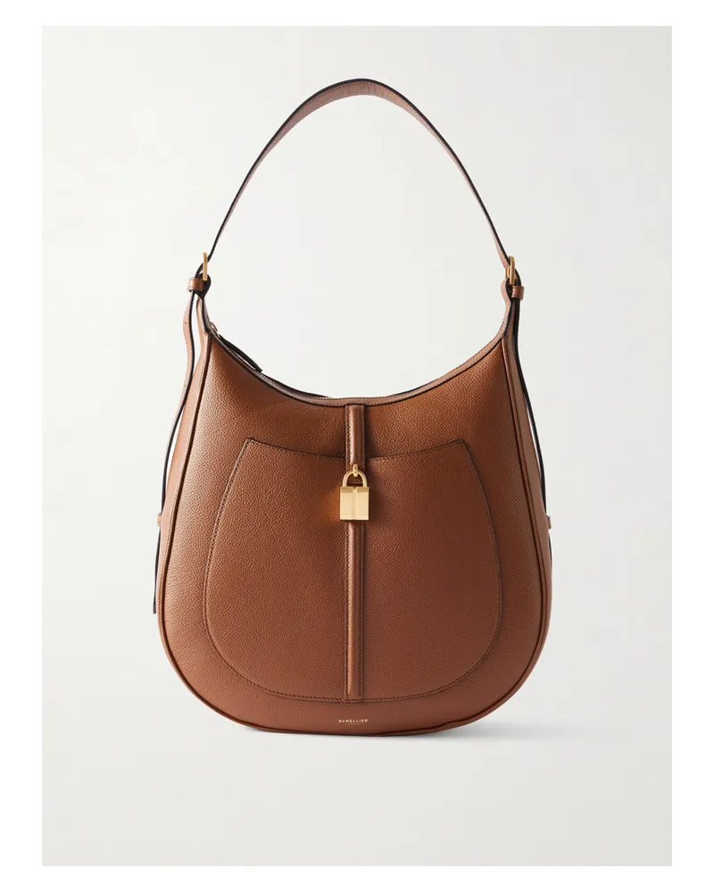 DeMELLIER The Siena Embellished Textured-leather Shoulder Bag - Brown Brown