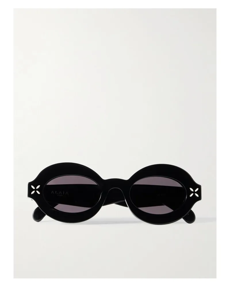 Alaïa Sonnenbrille Mit Ovalem Rahmen Aus Azetat - Schwarz Schwarz