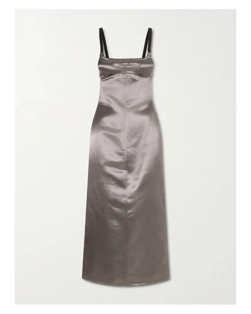 ATTICO Satin Midi Dress - Gray Gray
